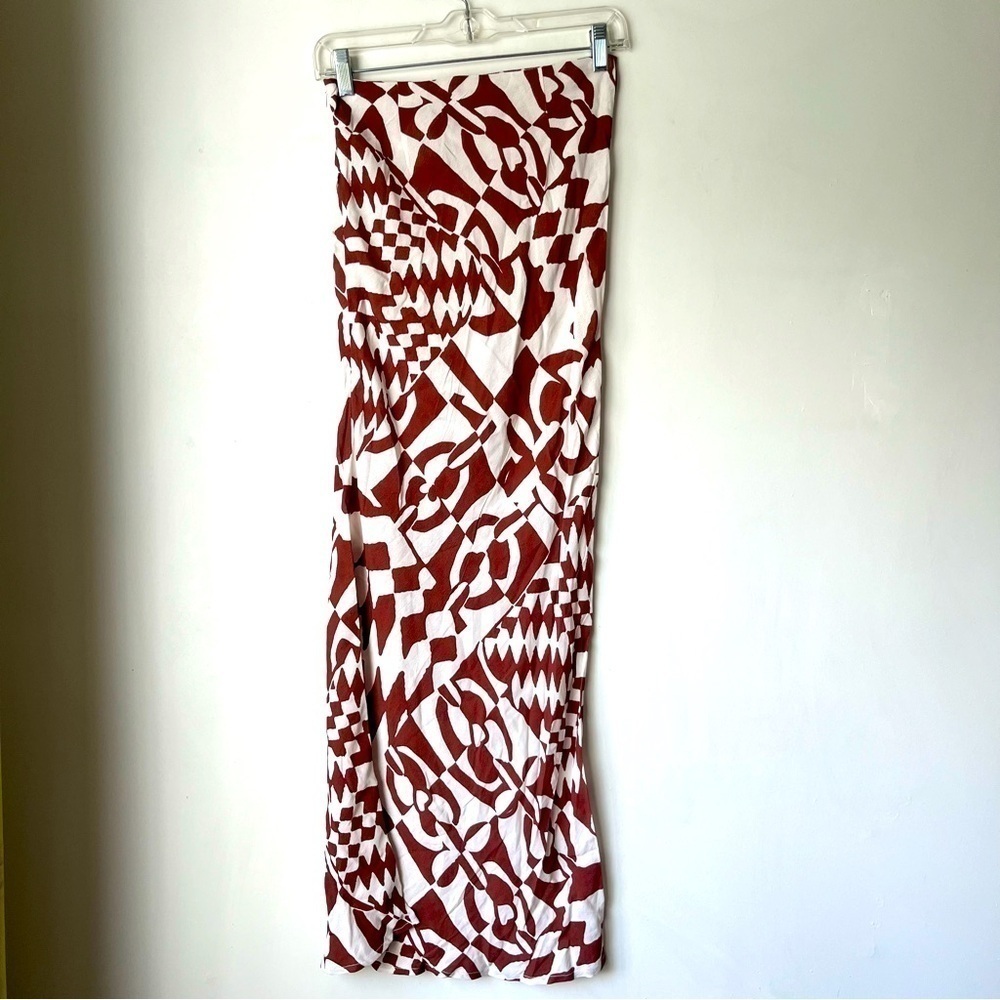 Princess Polly Bekka Brown & White Patterned Maxi Skirt 4 - Picture 7 of 9